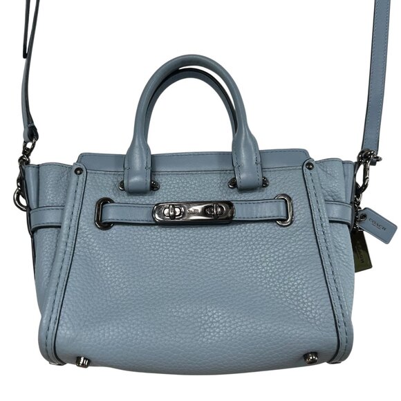 Coach NWOT Swagger Top Handle Crossbody Pebbled Leather Cloud Blue - Picture 3 of 16